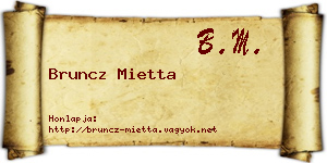 Bruncz Mietta névjegykártya